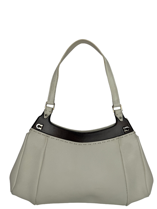 Salvatore Ferragamo Gancini White Leather Shoulder Bag