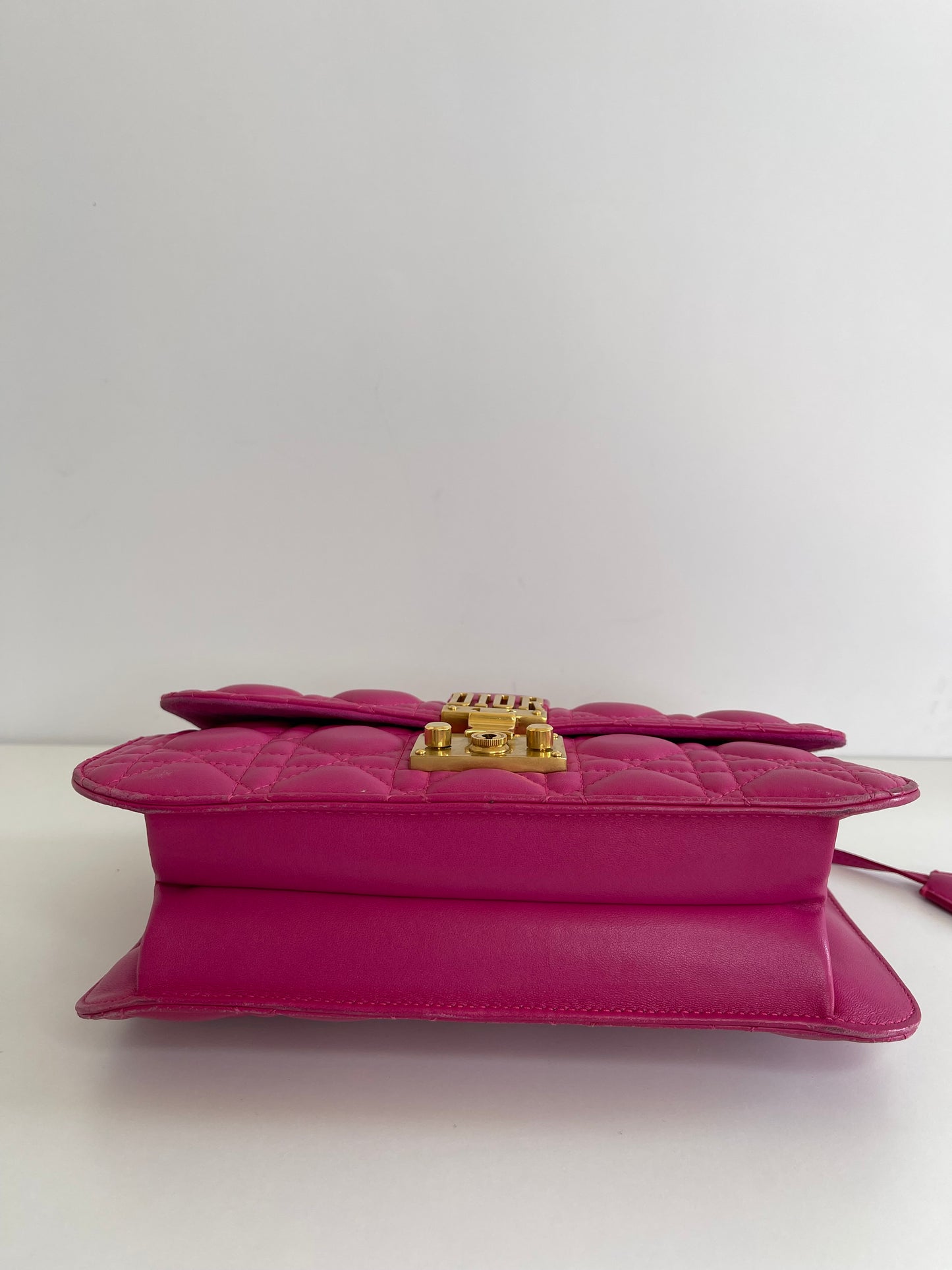 Christian Dior Dioraddict Large Fuchsia Lambskin Cannage Flap Bag