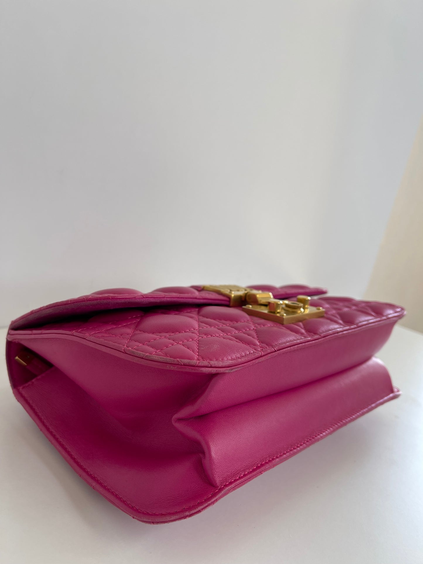 Christian Dior Dioraddict Large Fuchsia Lambskin Cannage Flap Bag