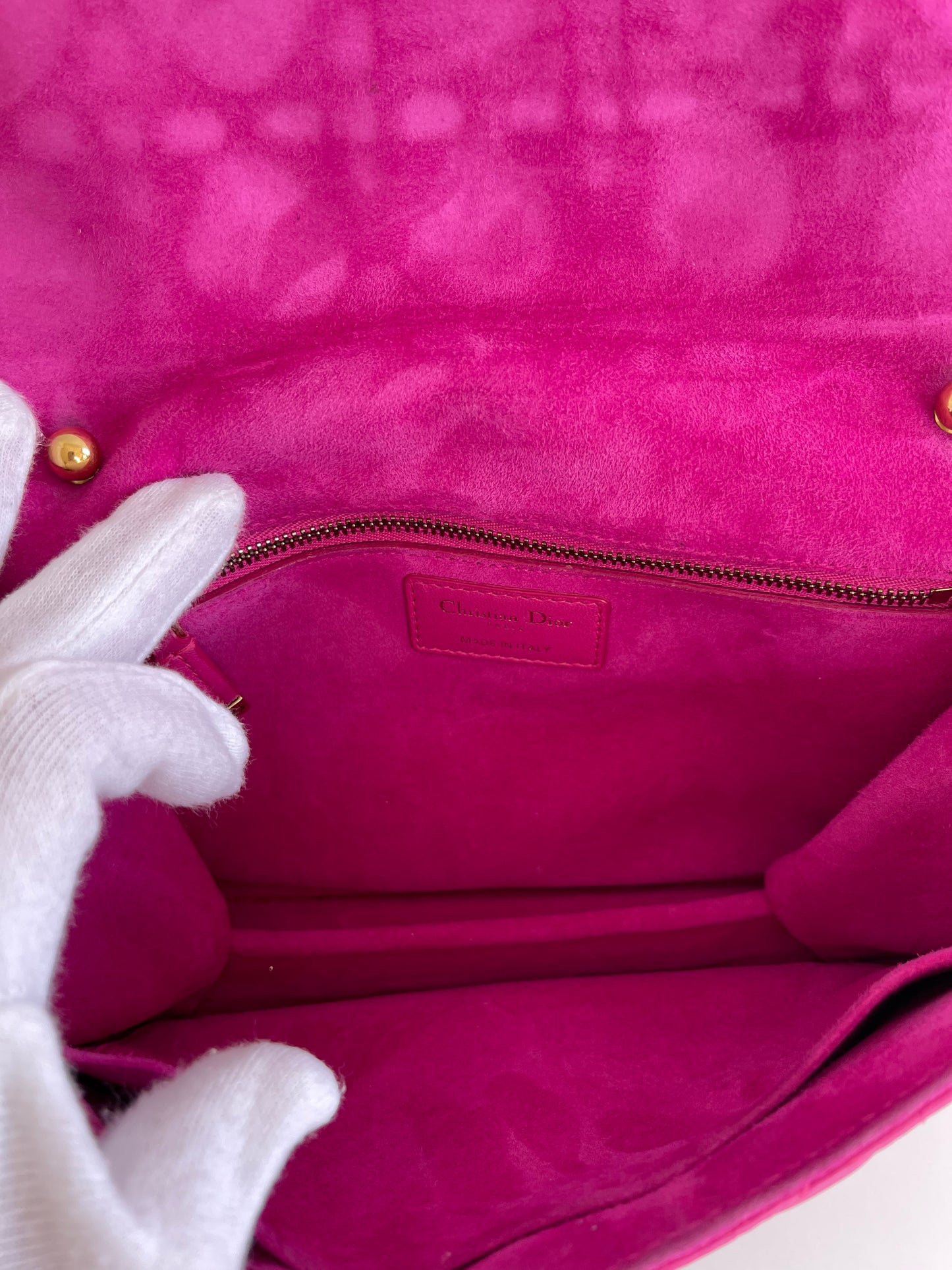 Christian Dior Dioraddict Large Fuchsia Lambskin Cannage Flap Bag