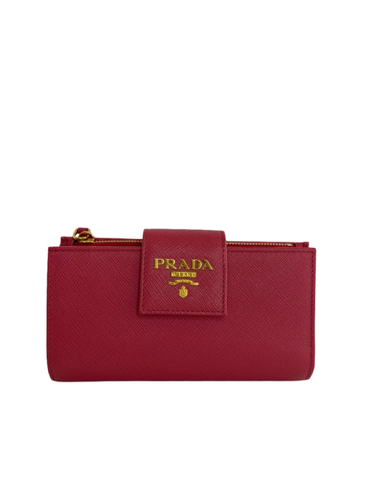 Prada Saffiano Metal Medium Pink Peonia Wallet