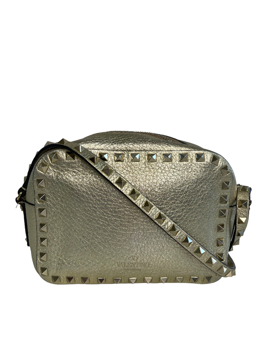 Valentino Garavani Metallic Calfskin Rockstud Camera Crossbody Bag