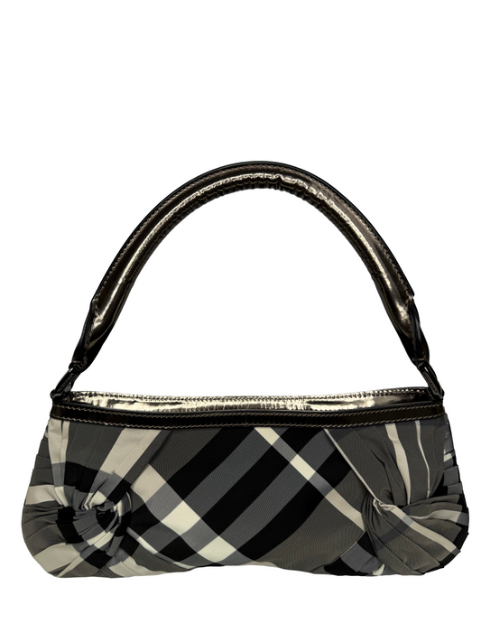 Burberry Plaid Nylon Baguette Black/Grey Bag