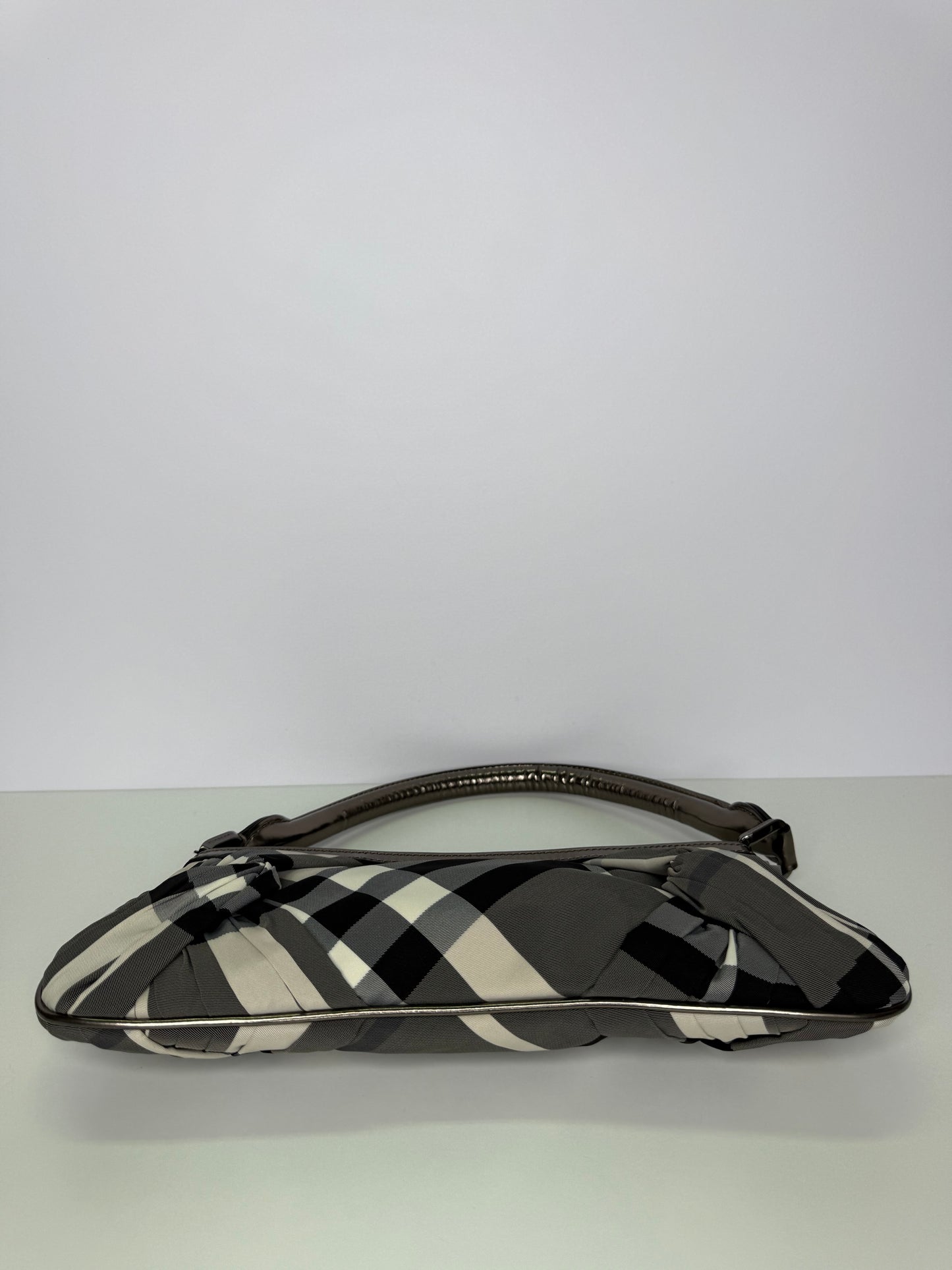 Burberry Plaid Nylon Baguette Black/Grey Bag