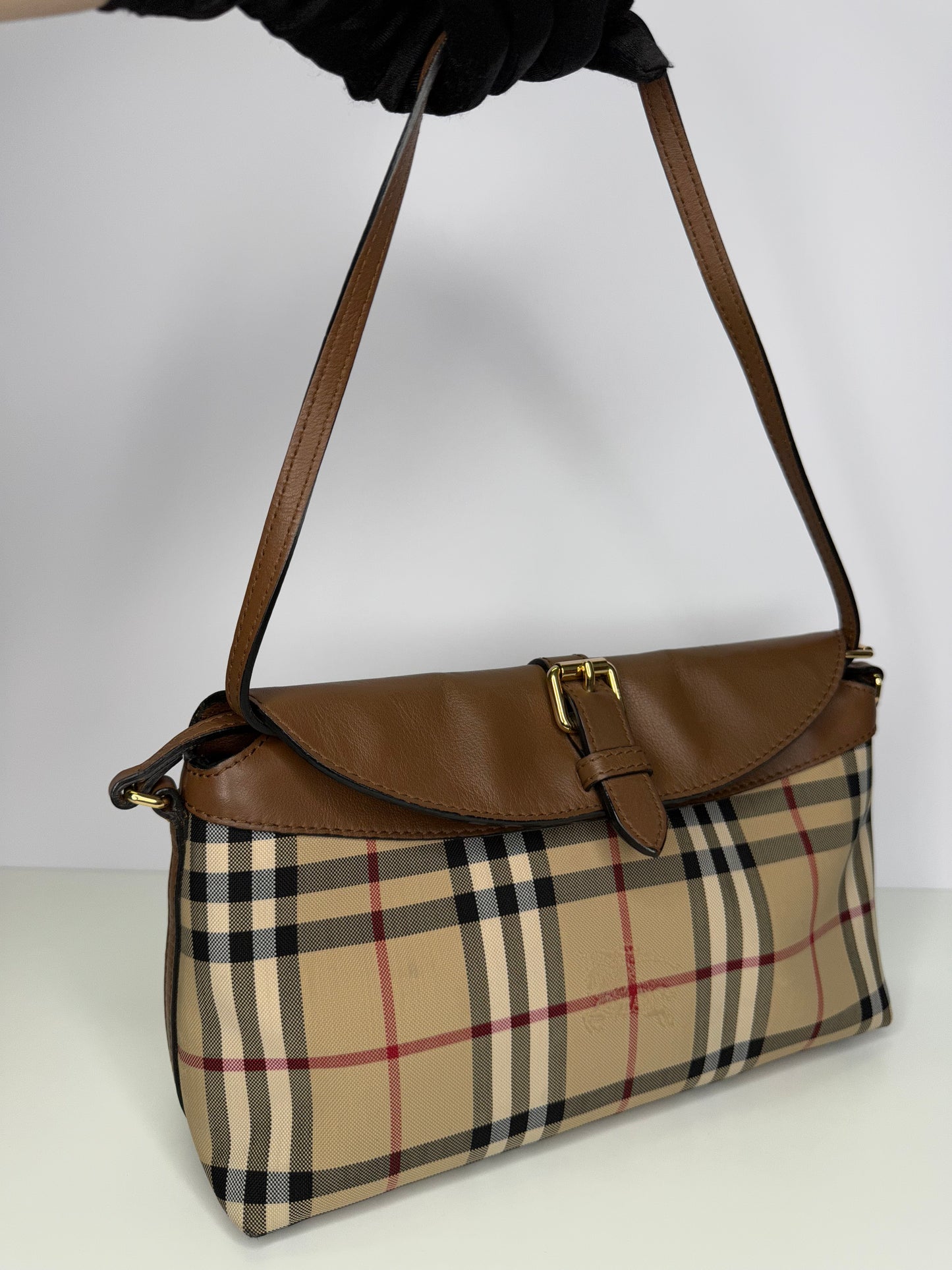 Burberry Beige/Brown Horseferry Check Leah Crossbody Bag