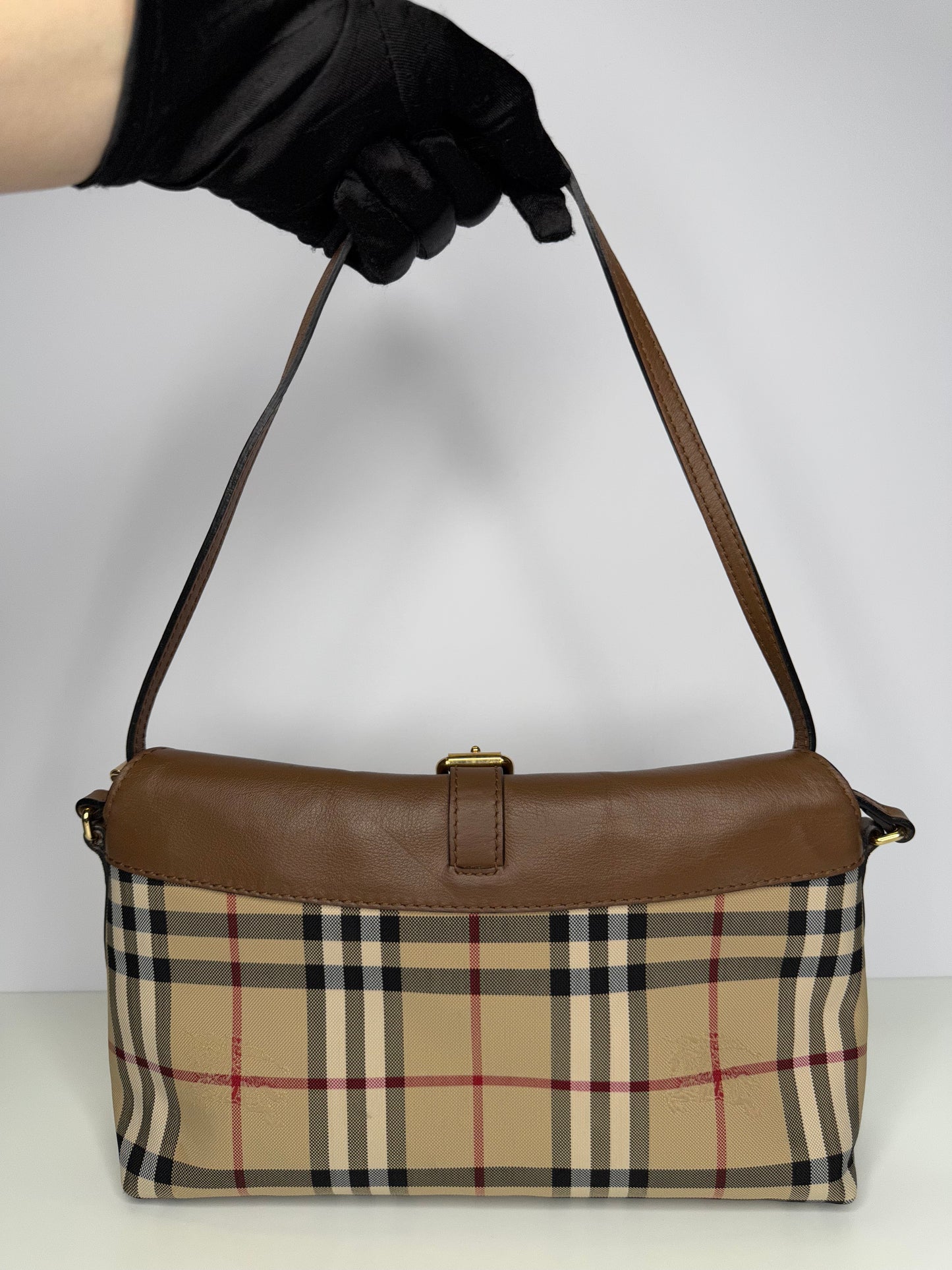 Burberry Beige/Brown Horseferry Check Leah Crossbody Bag