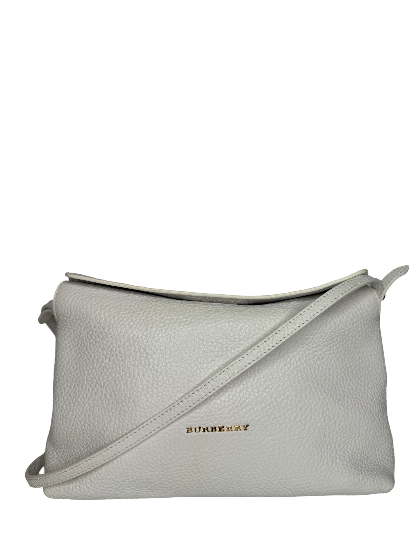 Burberry Grained Calfskin Leather Small Leah White Crossbody Bag