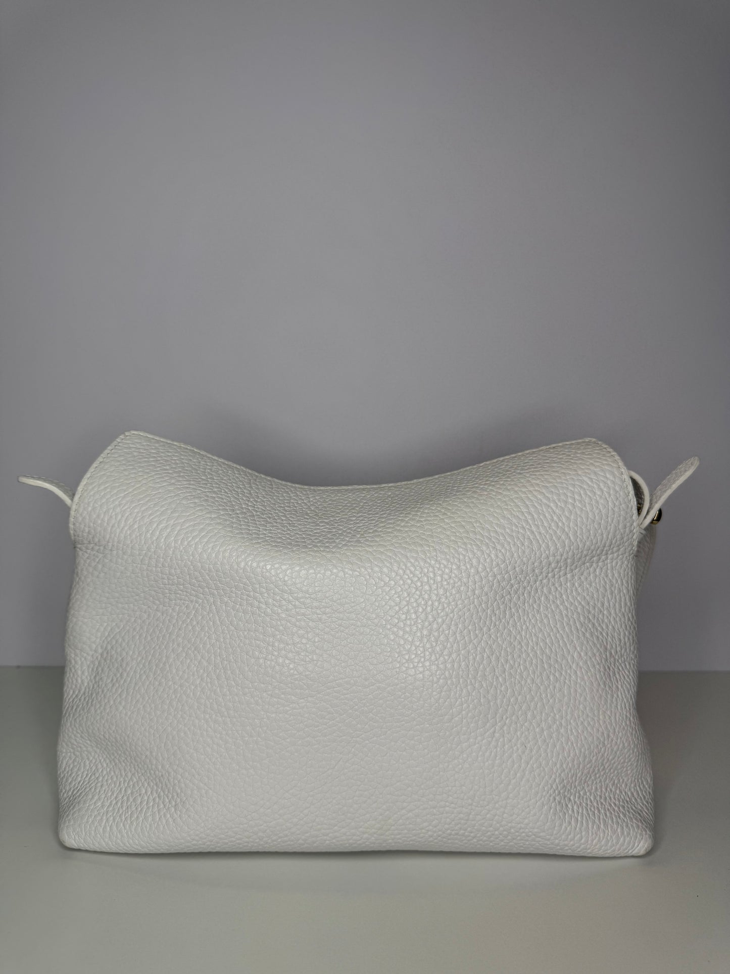 Burberry Grained Calfskin Leather Small Leah White Crossbody Bag