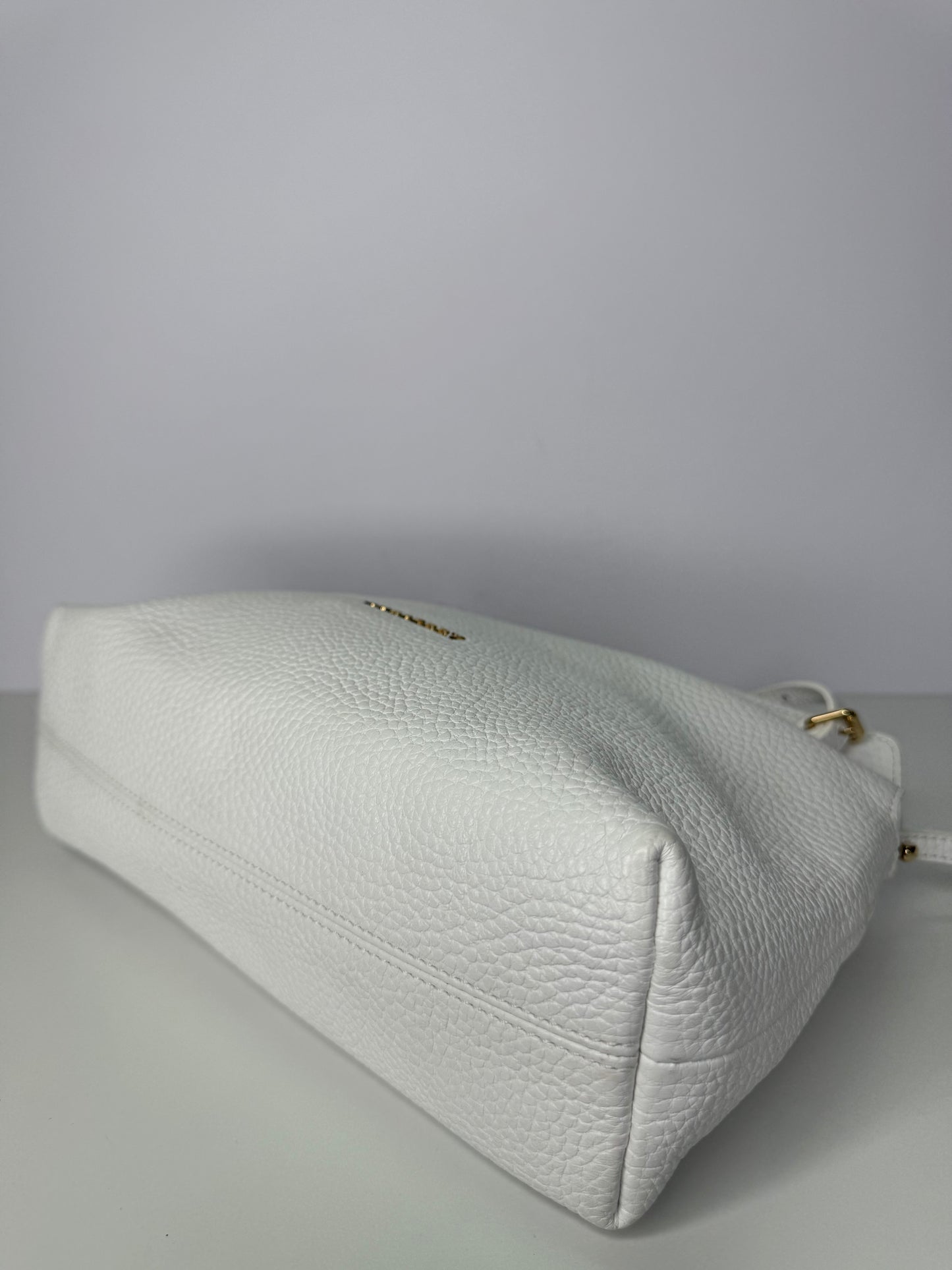 Burberry Grained Calfskin Leather Small Leah White Crossbody Bag