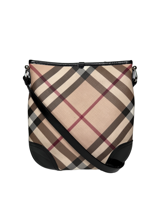 Burberry Nova Check Black Patent Leather Dryden Crossbody Bag