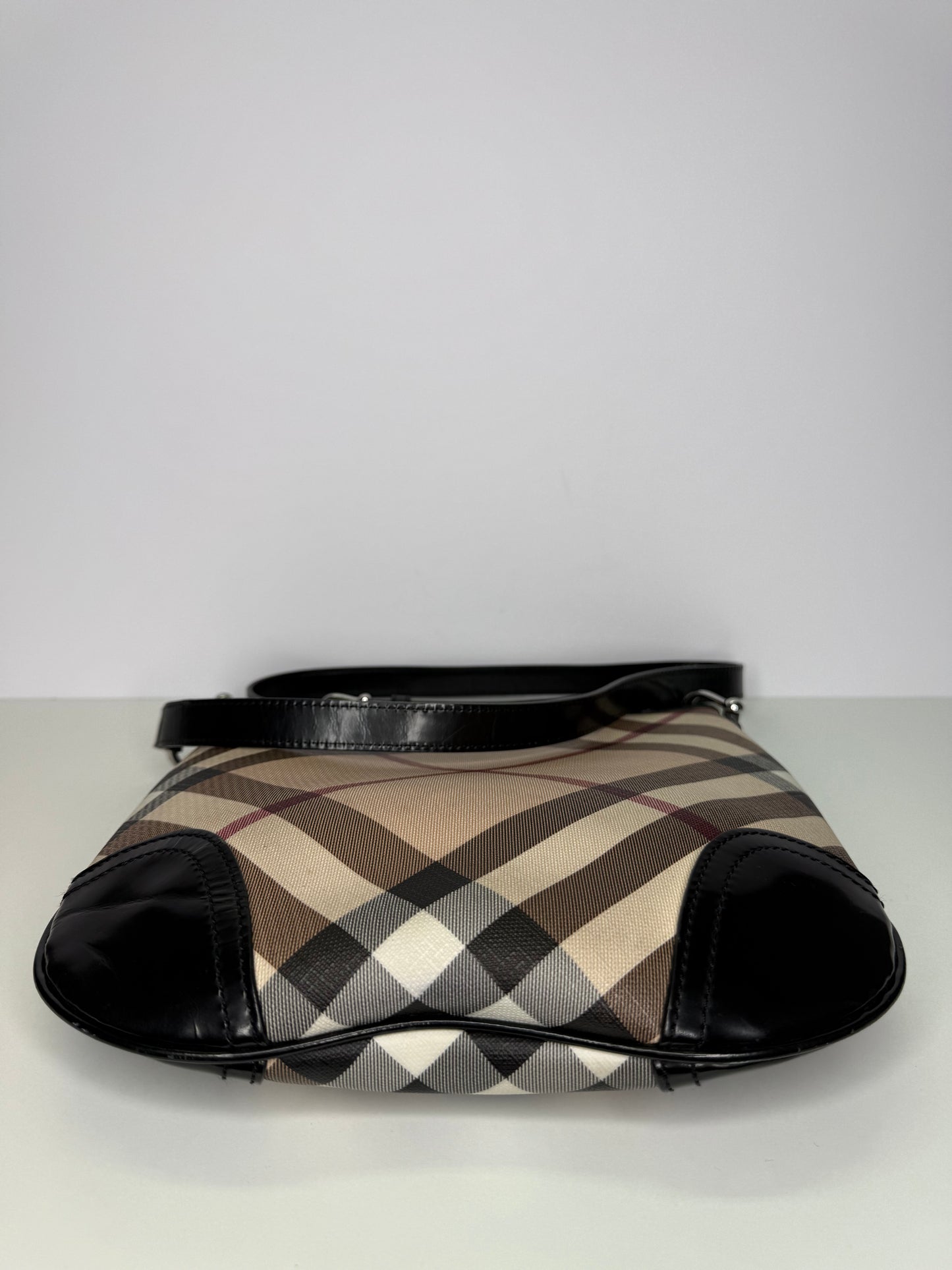 Burberry Nova Check Black Patent Leather Dryden Crossbody Bag