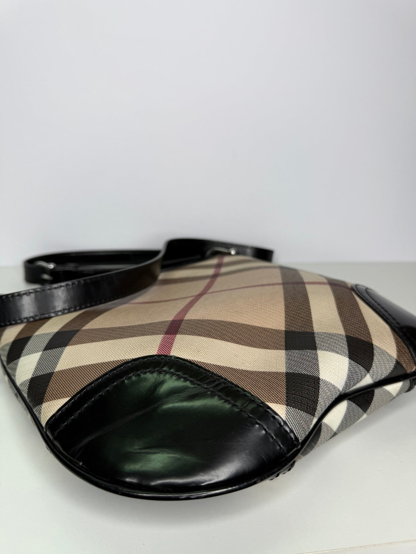 Burberry Nova Check Black Patent Leather Dryden Crossbody Bag