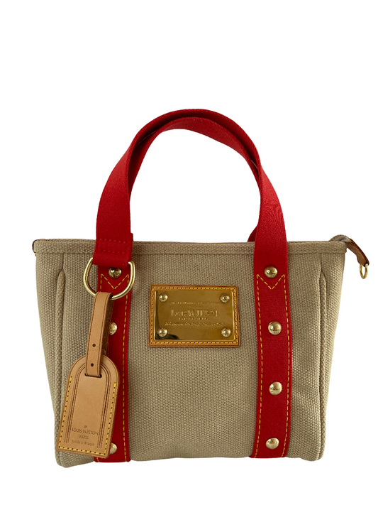 Louis Vuitton Beige/Red Canvas Antigua Cabas PM Bag