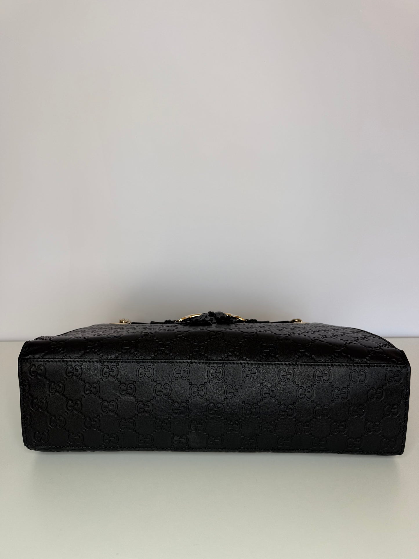 Gucci Black Guccissima Leather Large Emily Chain Shoulder Bag