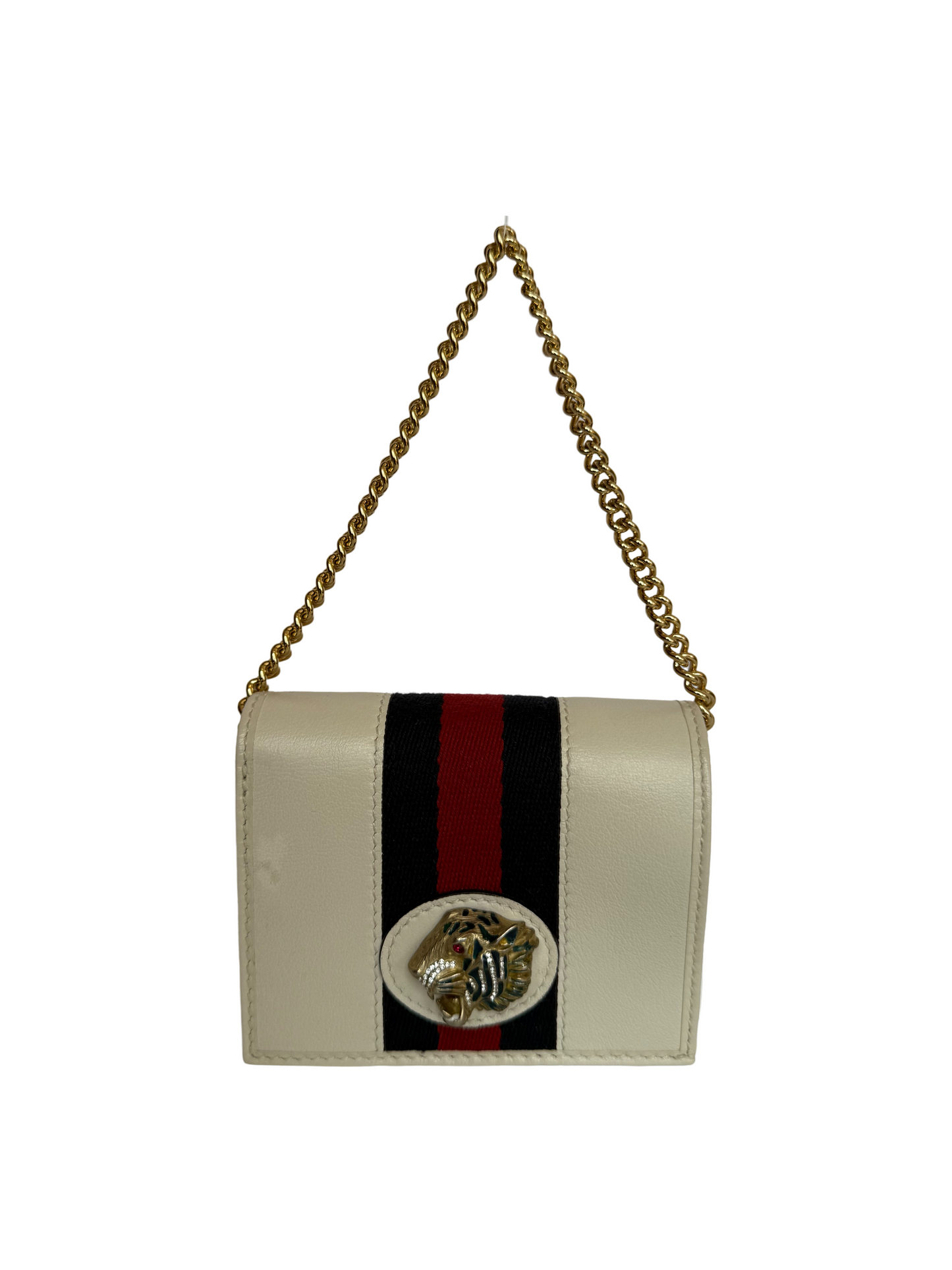 Gucci Rajah Ivory Leather Wallet on Chain