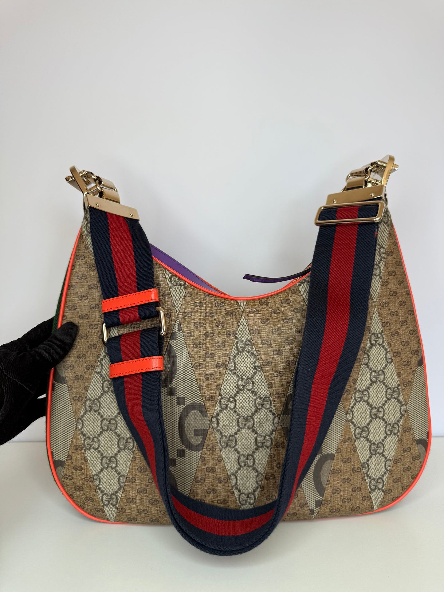 Gucci GG Supreme Attache Patchwork Medium Shoulder Bag