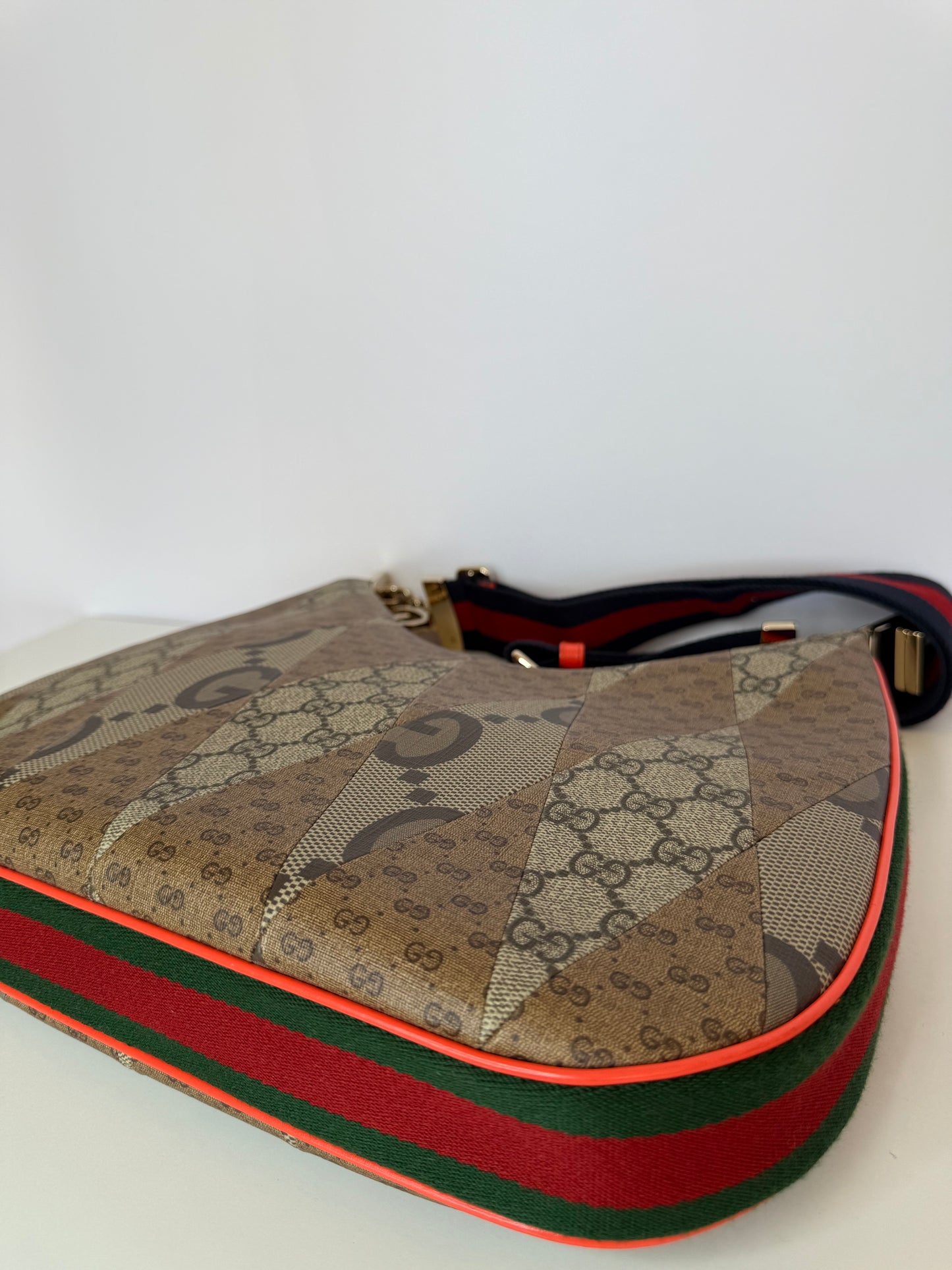 Gucci GG Supreme Attache Patchwork Medium Shoulder Bag