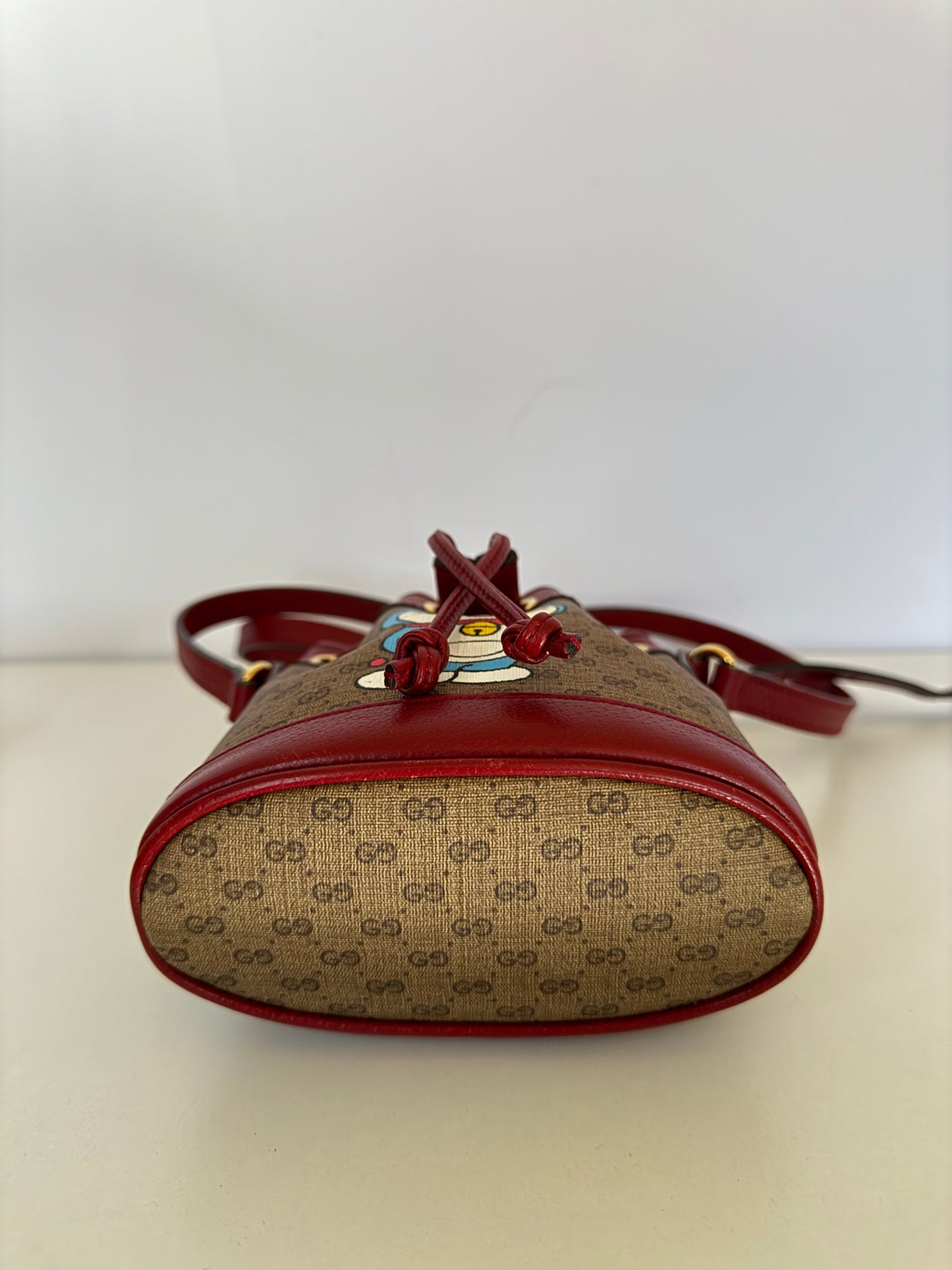 Gucci x Doraemon Limited Edition Mini Bucket Bag Micro GG Coated Canvas