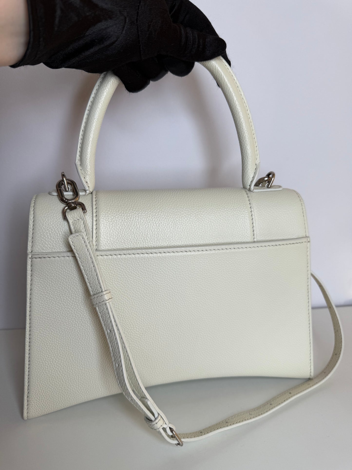 Balenciaga Hourglass Medium White Top Handle Bag