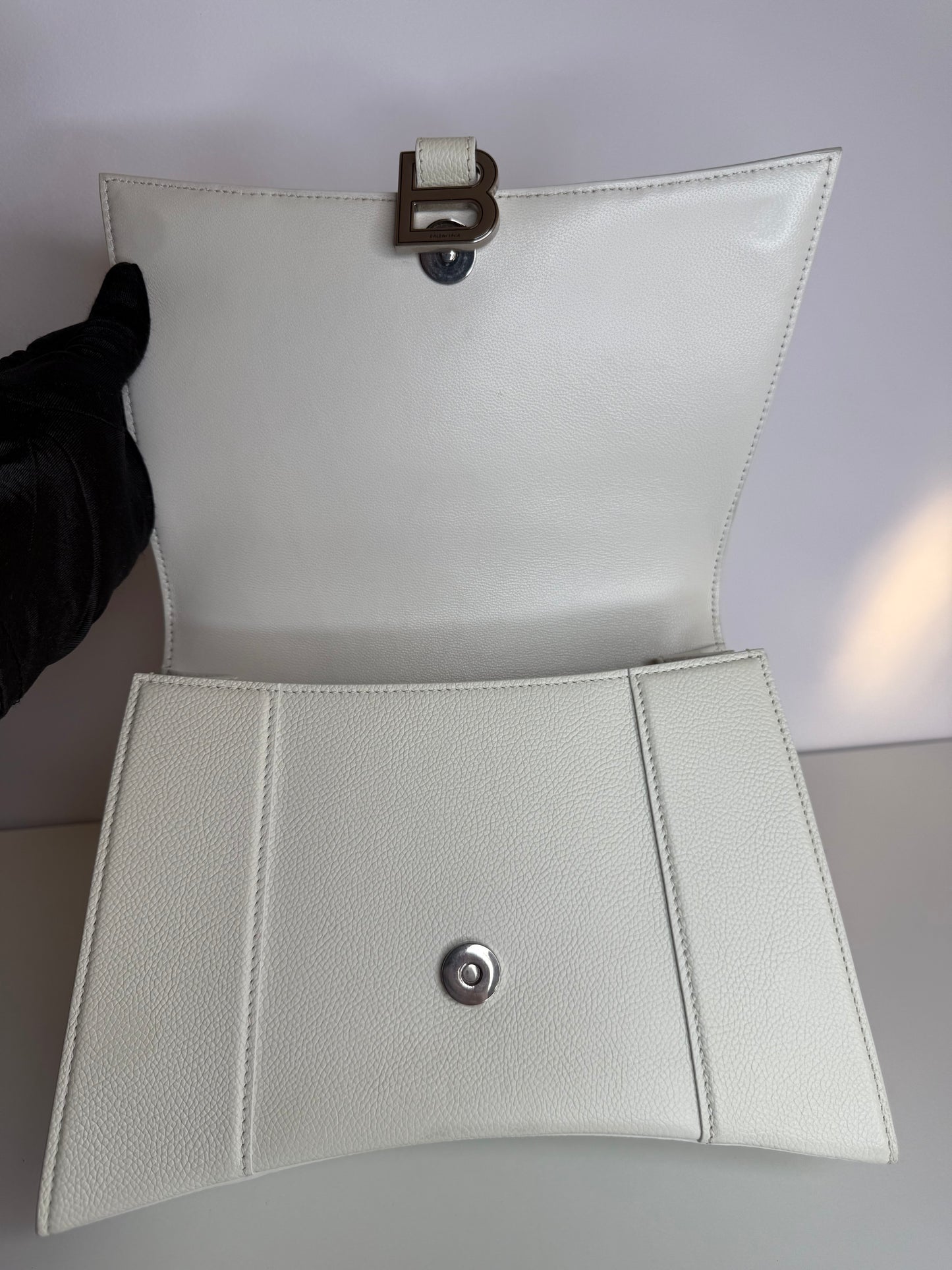 Balenciaga Hourglass Medium White Top Handle Bag