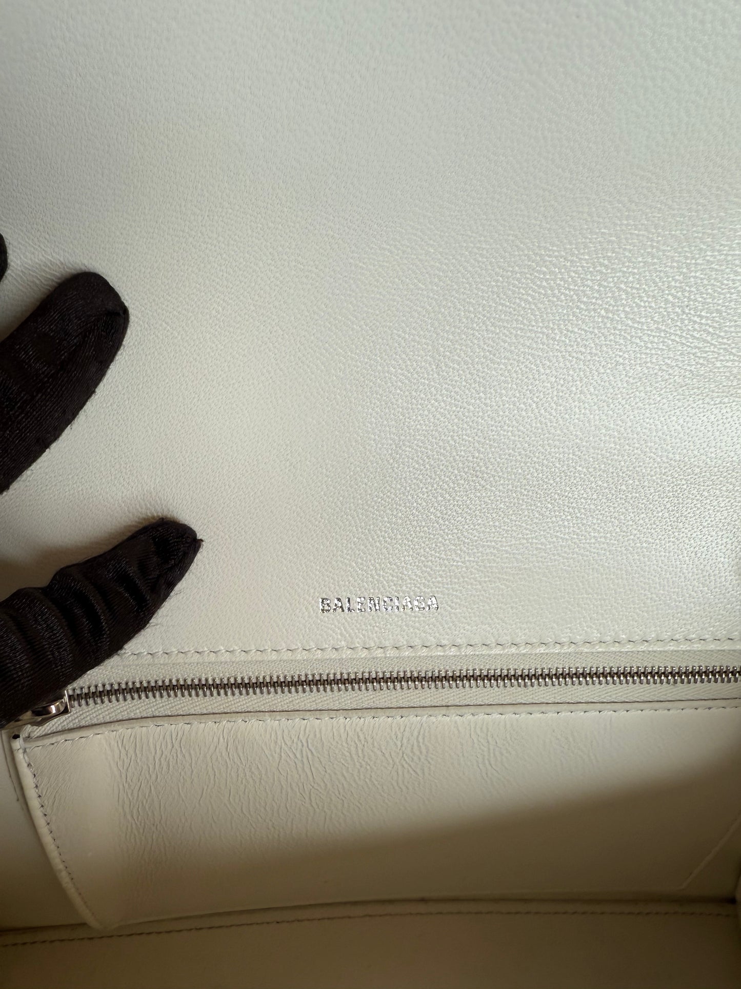 Balenciaga Hourglass Medium White Top Handle Bag