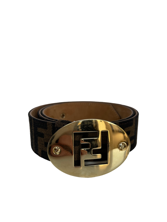 Fendi Zucca Canvas Logo Buckle Belt 90x36