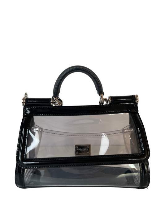 Dolce Gabbana Kim Small PVC Sicily Bag Transparent Black