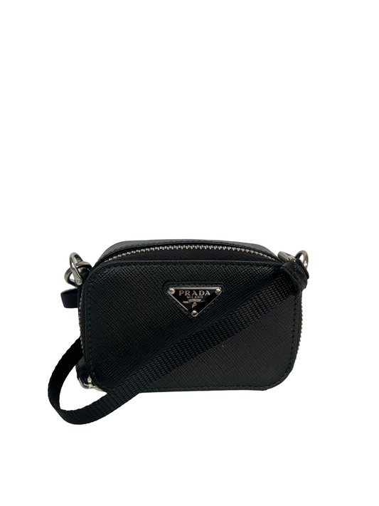 Prada Saffiano Travel Metal Logo Mini Pouch