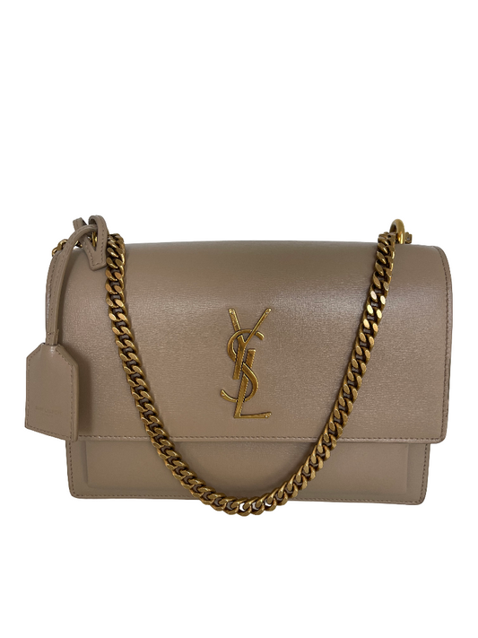 Saint Laurent Calfskin Medium Monogram Sunset Dark Beige