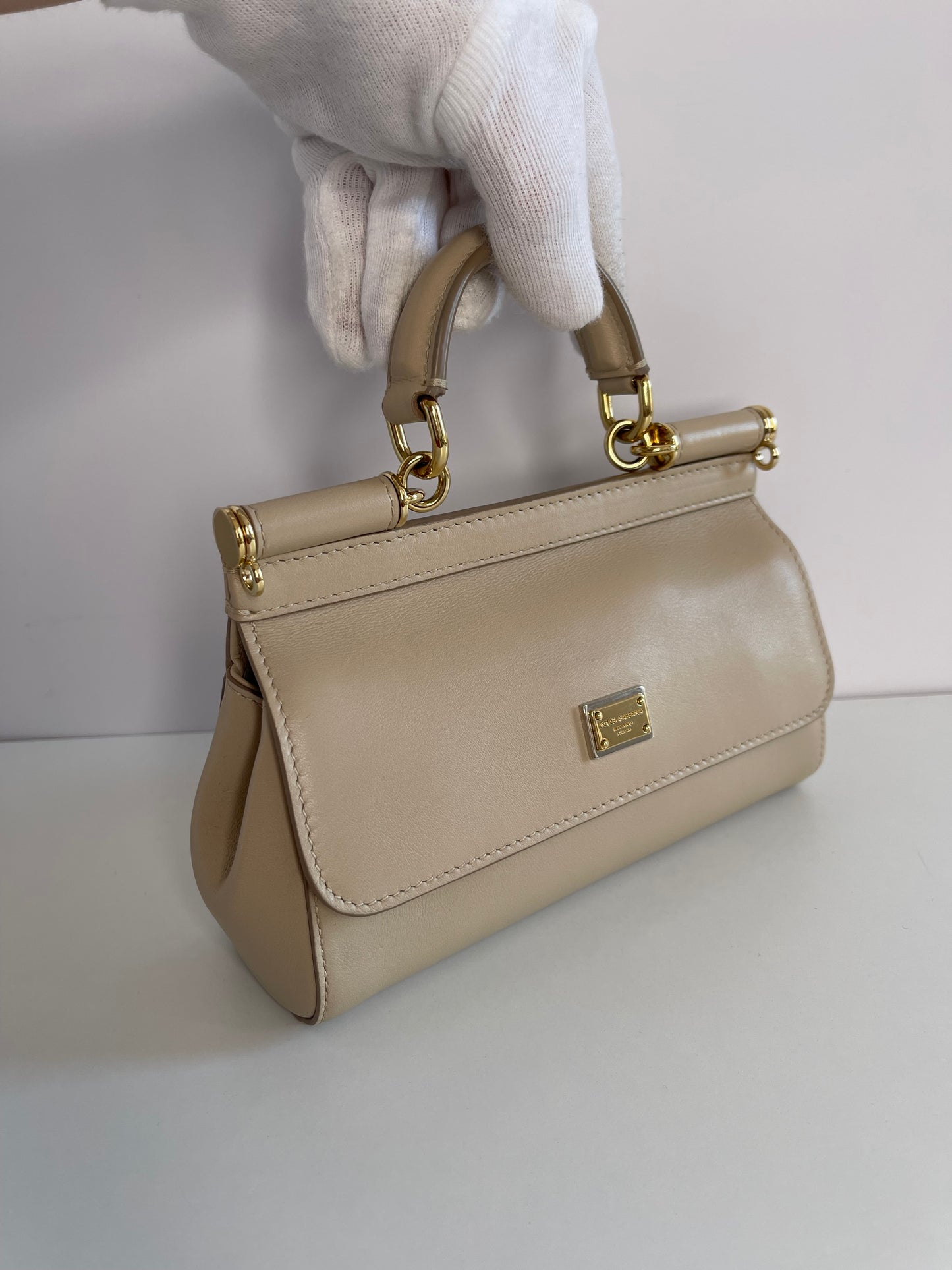 Dolce & Gabbana Small Miss Sicily Beige Soft Calfskin