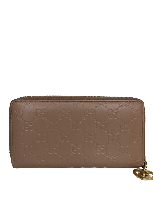 Gucci Guccissima Zip Around Wallet Beige