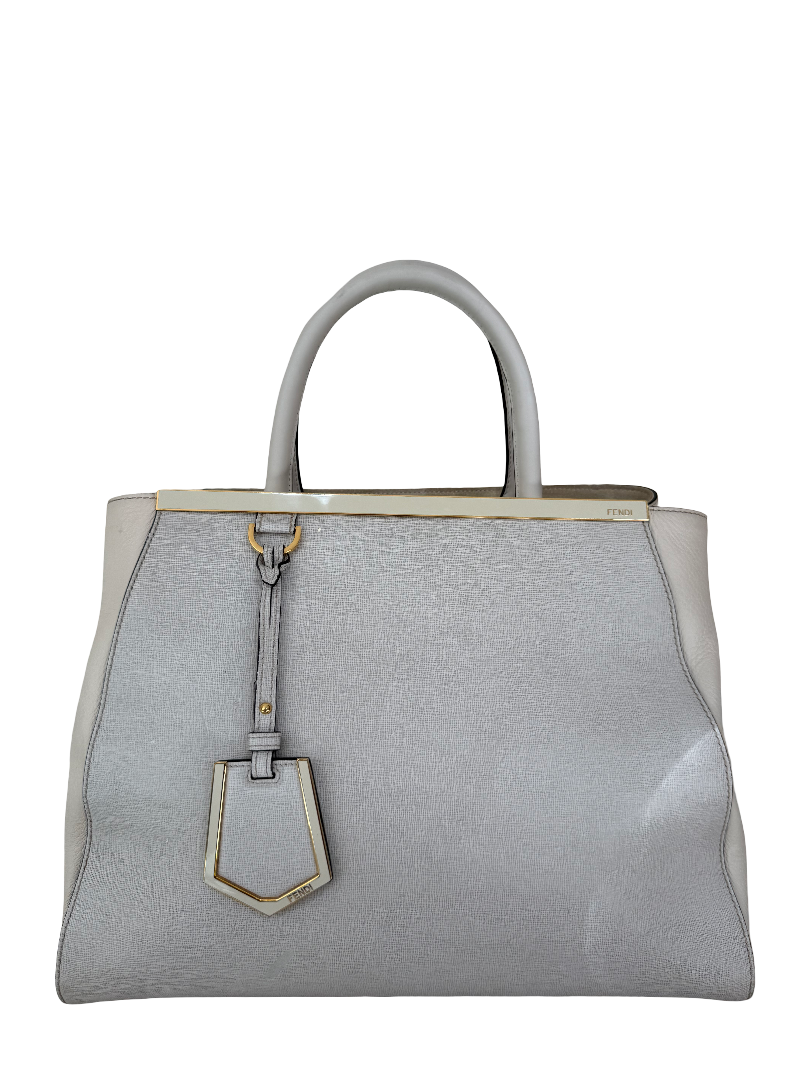 Fendi Grey/Beige Leather Medium 2Jours Tote Bag