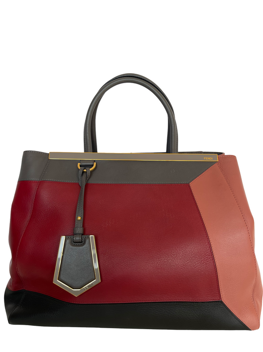 Fendi 2Jours 3D Medium Tote Calfskin Colorblock Bag