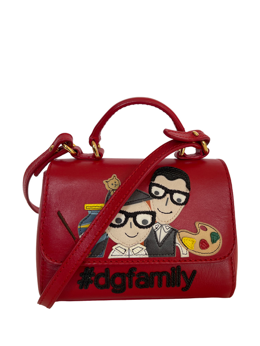 Dolce Gabbana Mini Miss Sicily Red Leather DG Family Patch Bambino