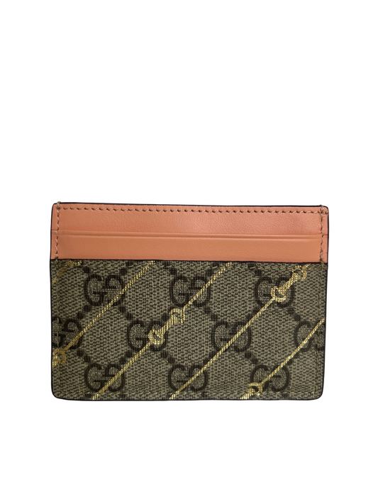 Gucci GG Horsebit Canvas Card Holder Beige/Apricot