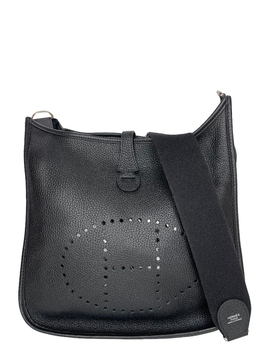 Hermes Evelyne III PM in Black Clemence Leather