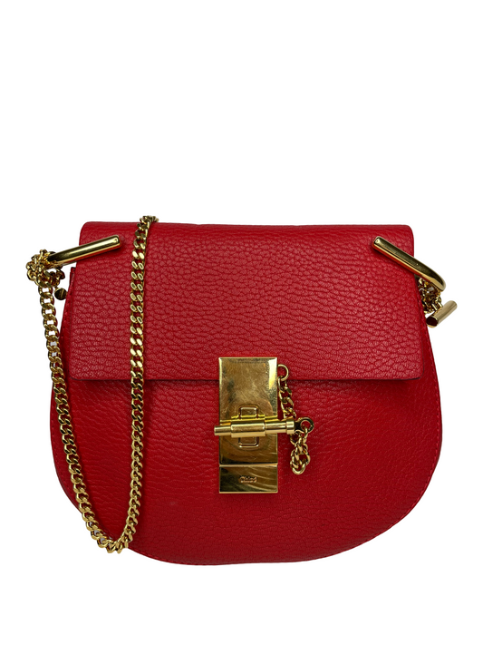 Chloe Grained Lambskin Small Drew Red Bag