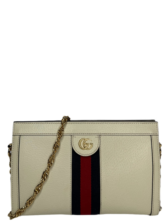 Gucci Small Ophidia White Leather Chain Crossbody Bag