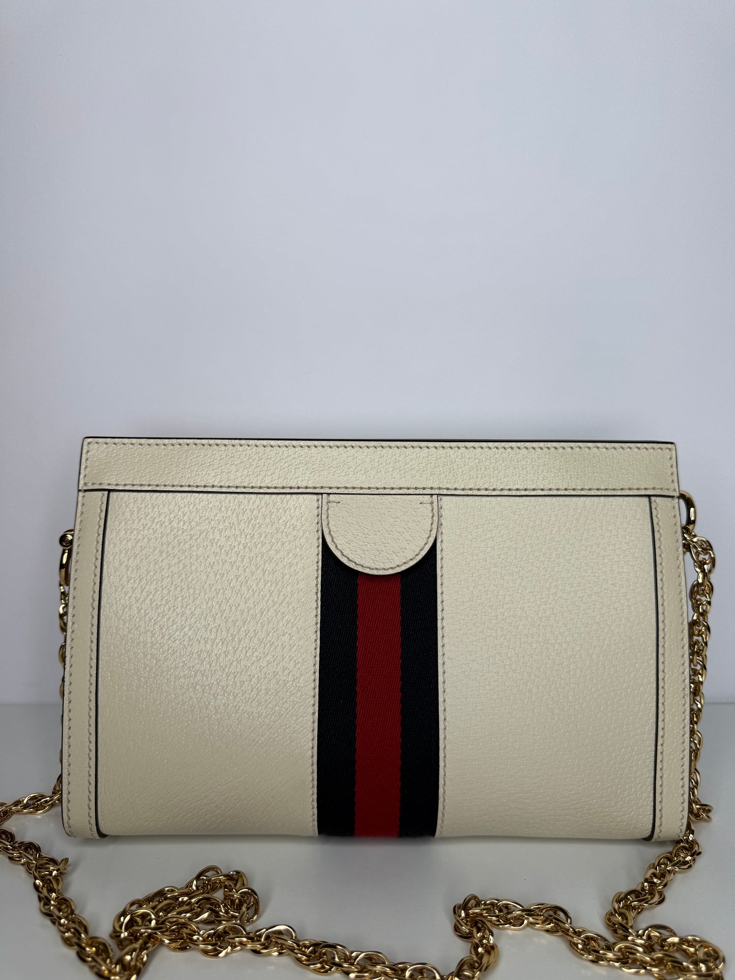 Gucci Small Ophidia White Leather Chain Crossbody Bag