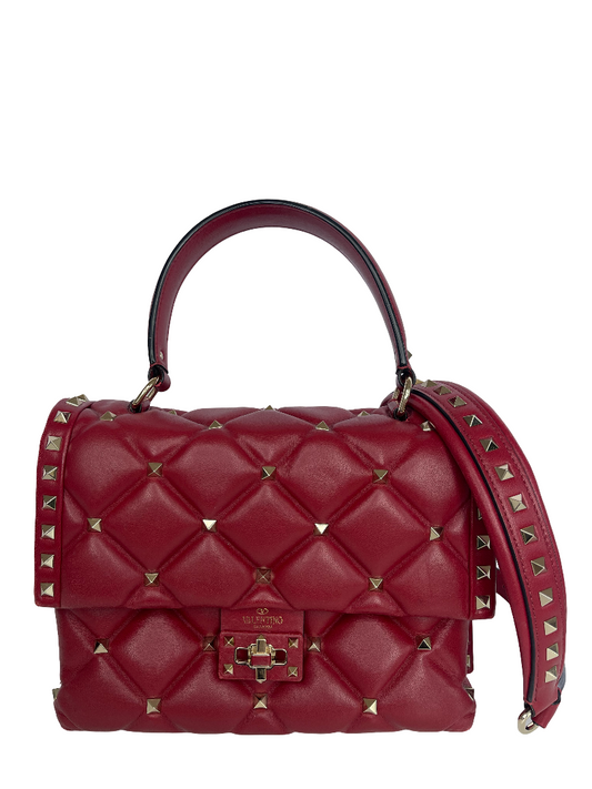 Valentino Garavani Nappa Medium Candystud Top Handle Bag Rosso Valentino