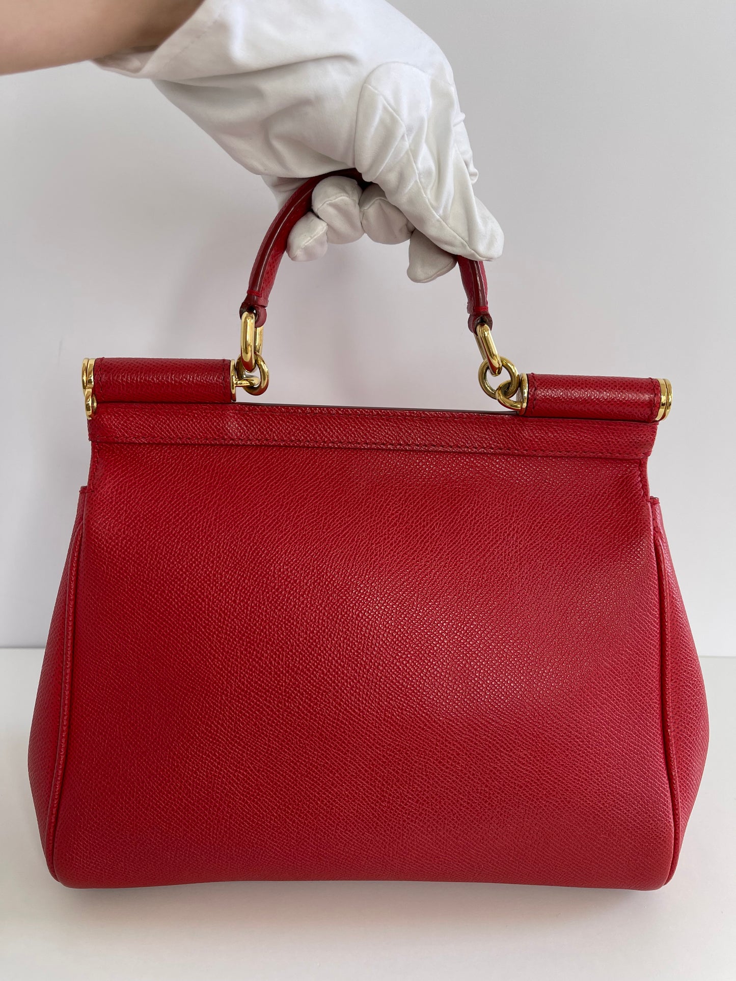 Dolce Gabbana Medium Miss Sicily Red Leather Top Handle Bag