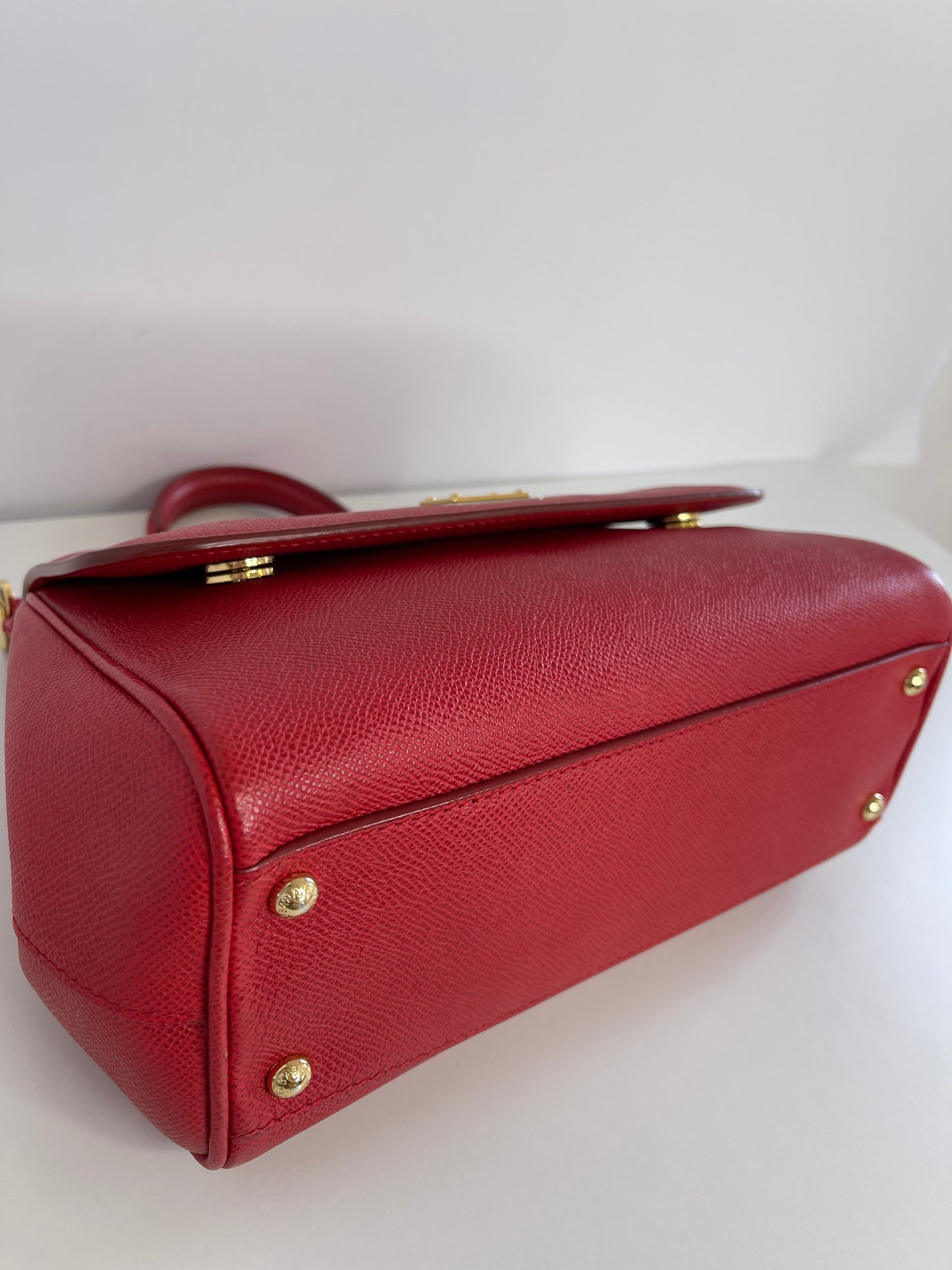 Dolce Gabbana Medium Miss Sicily Red Leather Top Handle Bag