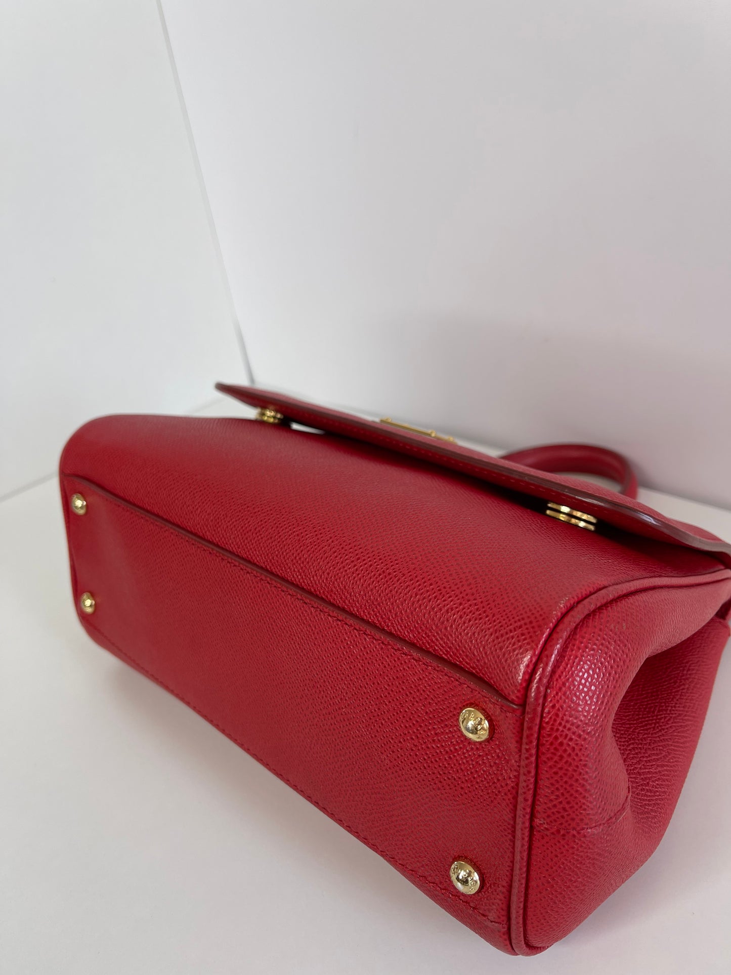 Dolce Gabbana Medium Miss Sicily Red Leather Top Handle Bag