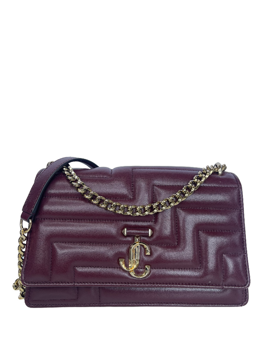 Jimmy Choo Varenne Quilted  Burgundy Shoulder Bag