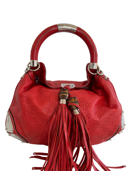 Gucci Red Guccissima Leather Babouska Indy Hobo