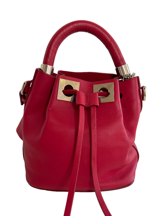 Moncler Red Leather Bucket Bag