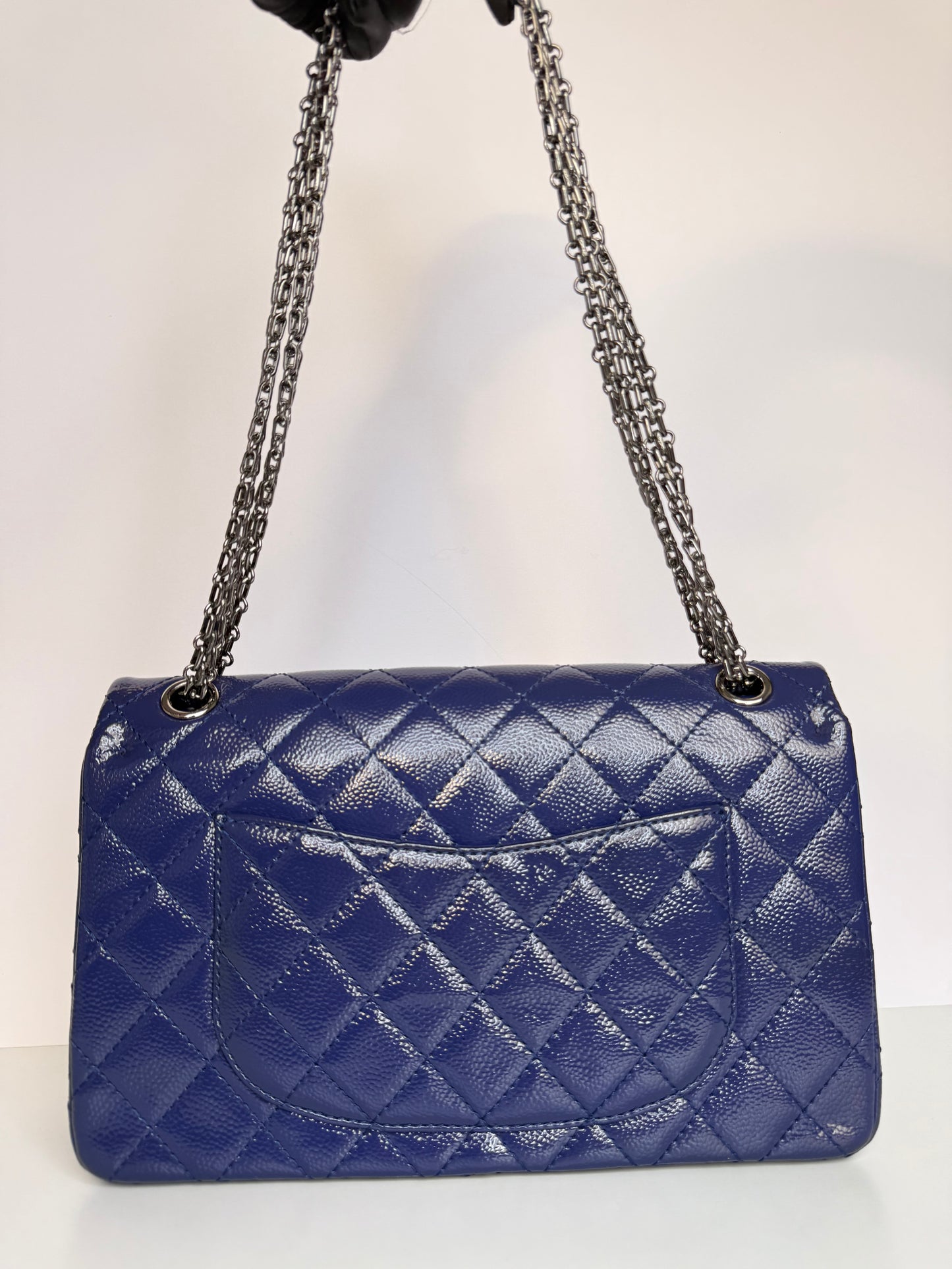 Chanel Blue 2.55 Reissue Quilted Patent Caviar Leather 226 Flap Bag