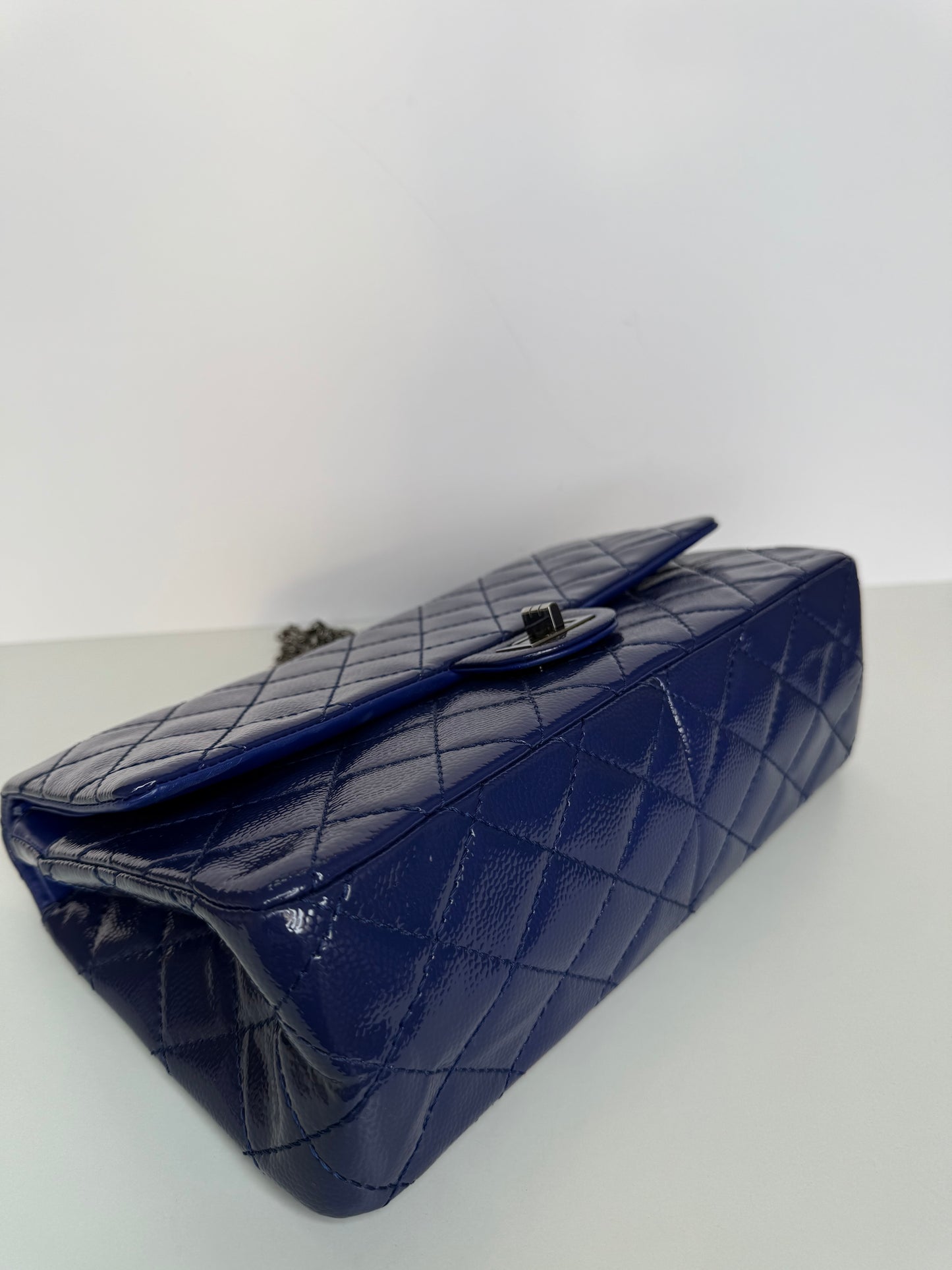 Chanel Blue 2.55 Reissue Quilted Patent Caviar Leather 226 Flap Bag