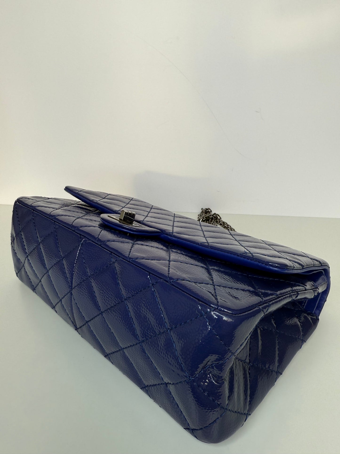 Chanel Blue 2.55 Reissue Quilted Patent Caviar Leather 226 Flap Bag