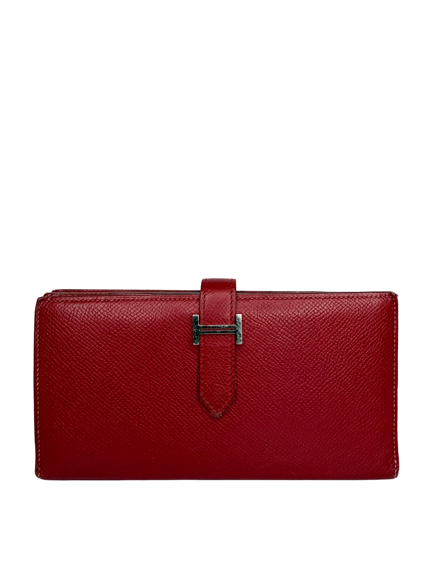 Hermès Epsom Bearn Gusset Wallet Rouge H